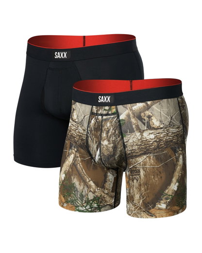 SAXX Boxershorts Multisport Mesh Boxer Brief Fly Graphic Realtree/schwarz Herren - 2 Stück